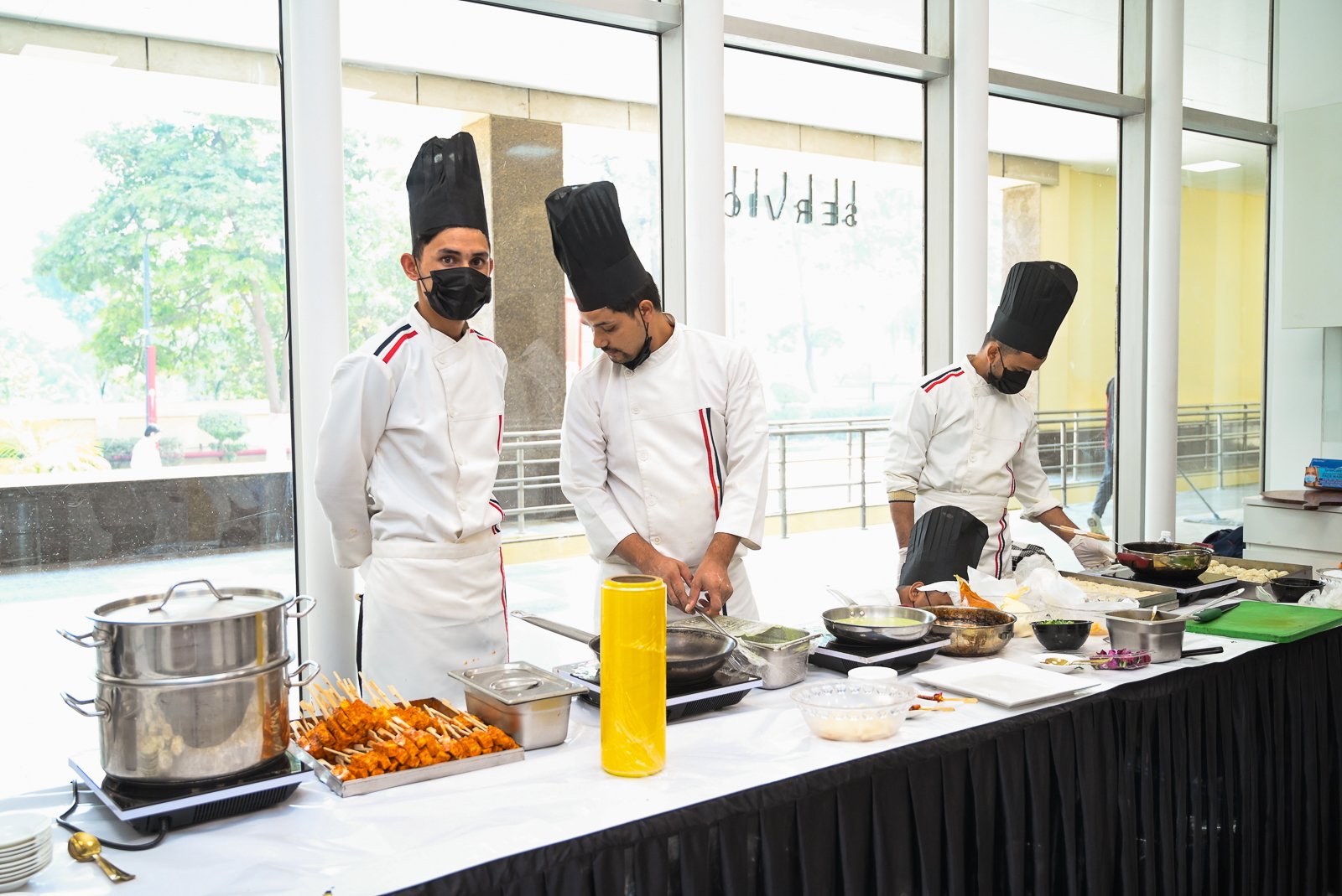 The team before doors opened, skewers staged and ready for the first rotation.