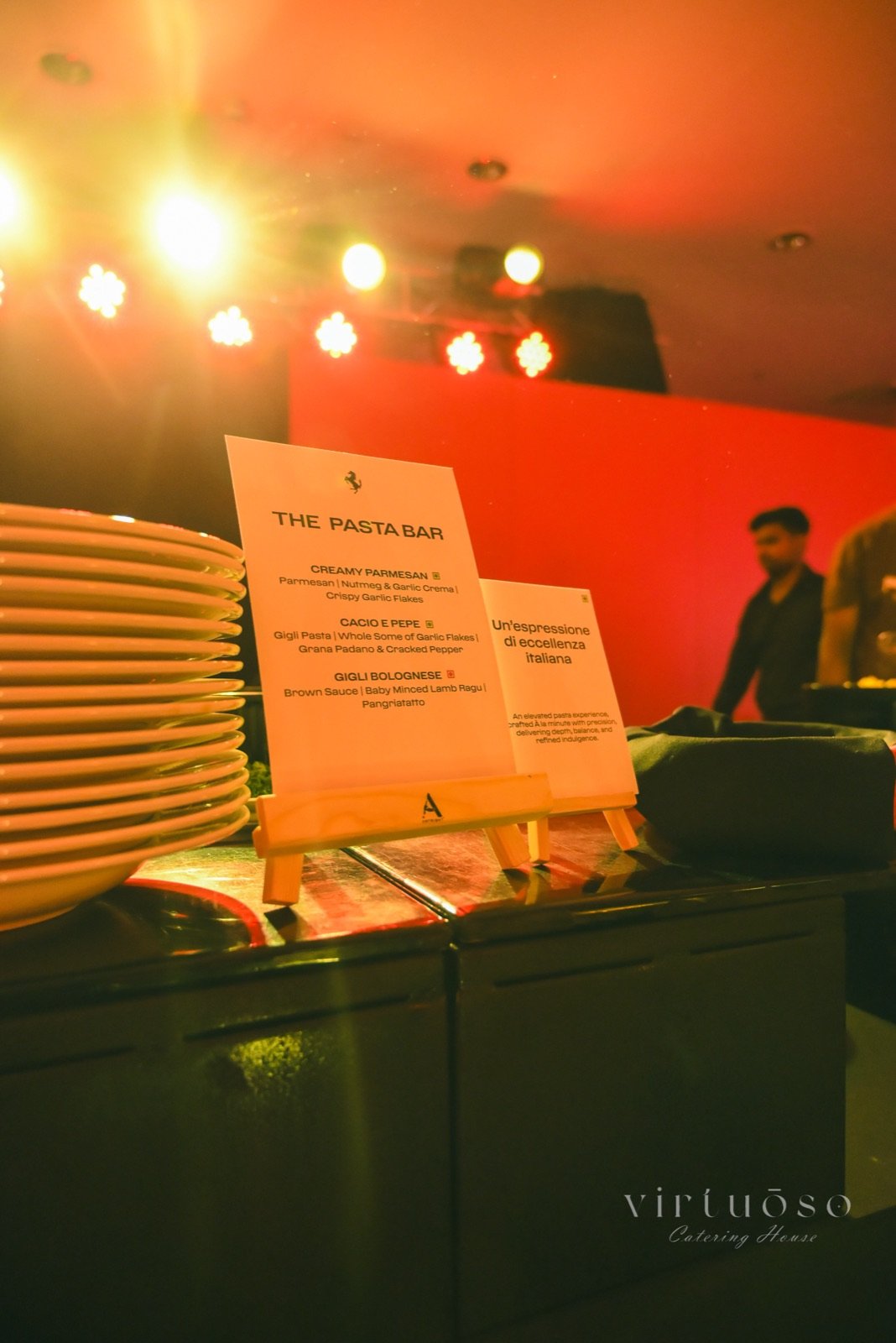 The Pasta Bar, one station in an exclusively Italian buffet.